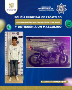 ASEGURAN A MASCULINO Y RECUPERAN MOTOCICLIETA