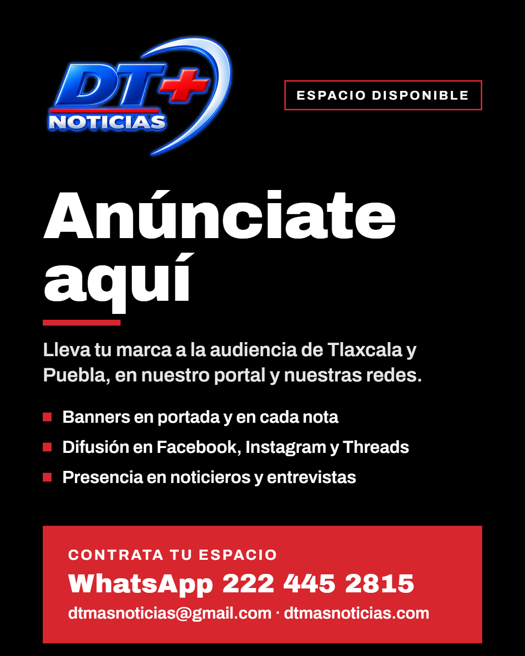 Anúnciate en DT+Noticias